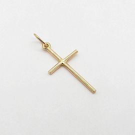 DIJE CRUZ PALO 12x22MM /O.ROJO